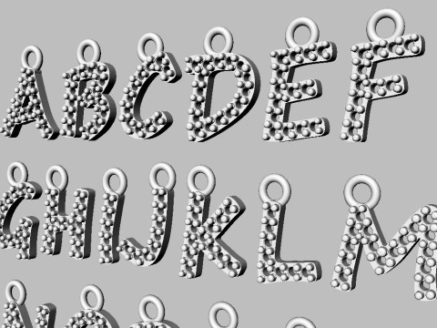 Alphabet Diamont Pendants - 7mm 3D प्रिंट मॉडल