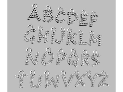 Alphabet Diamont Pendants - 7mm 3D प्रिंट मॉडल