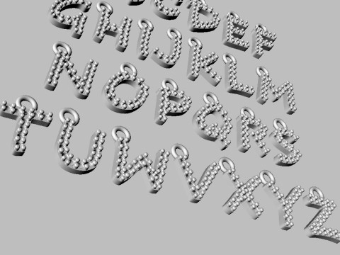 Alphabet Diamont Pendants - 7mm 3D प्रिंट मॉडल