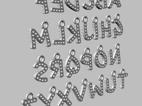 Alphabet Diamont Pendants - 7mm 3D प्रिंट मॉडल