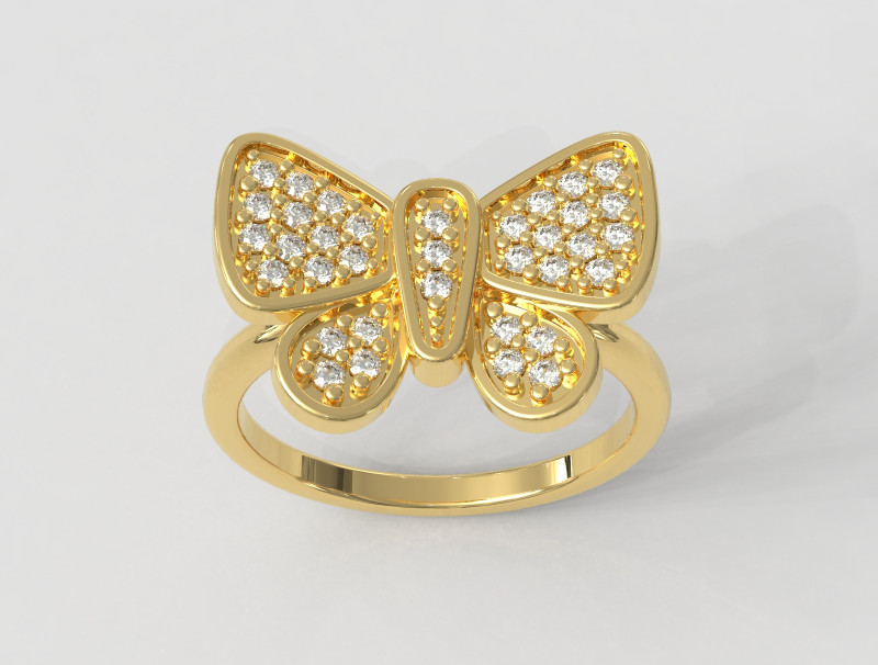 Butterfly Diamond Ring Model Cetak 3D .c4d .max .obj .3ds .fbx .stl .blend