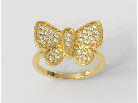 Butterfly Diamond Ring 3Dプリントモデル