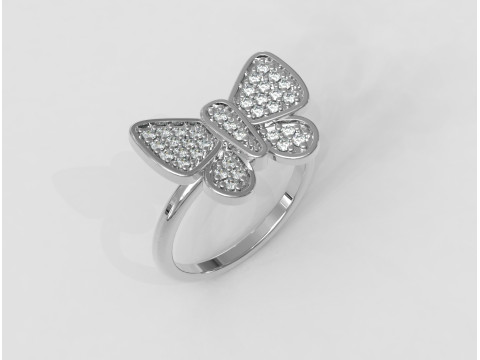 Butterfly Diamond Ring Model Cetak 3D