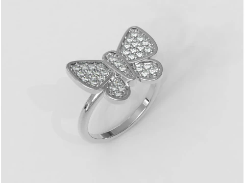 Butterfly Diamond Ring 3D Print Model