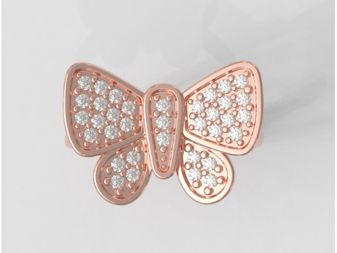 Butterfly Diamond Ring Model Cetak 3D