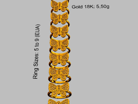 Butterfly Diamond Ring Model Cetak 3D