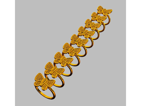Butterfly Diamond Ring Model Cetak 3D