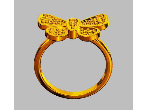 Butterfly Diamond Ring Model Cetak 3D