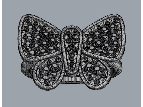 Butterfly Diamond Ring Model Cetak 3D