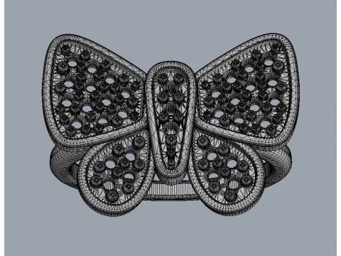 Butterfly Diamond Ring 3D Print Model