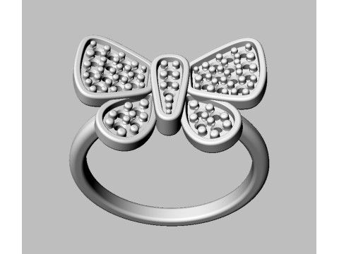 Butterfly Diamond Ring Model Cetak 3D