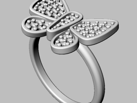 Butterfly Diamond Ring Model Cetak 3D