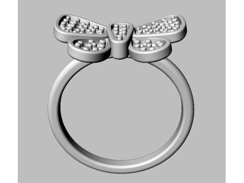 Butterfly Diamond Ring Model Cetak 3D