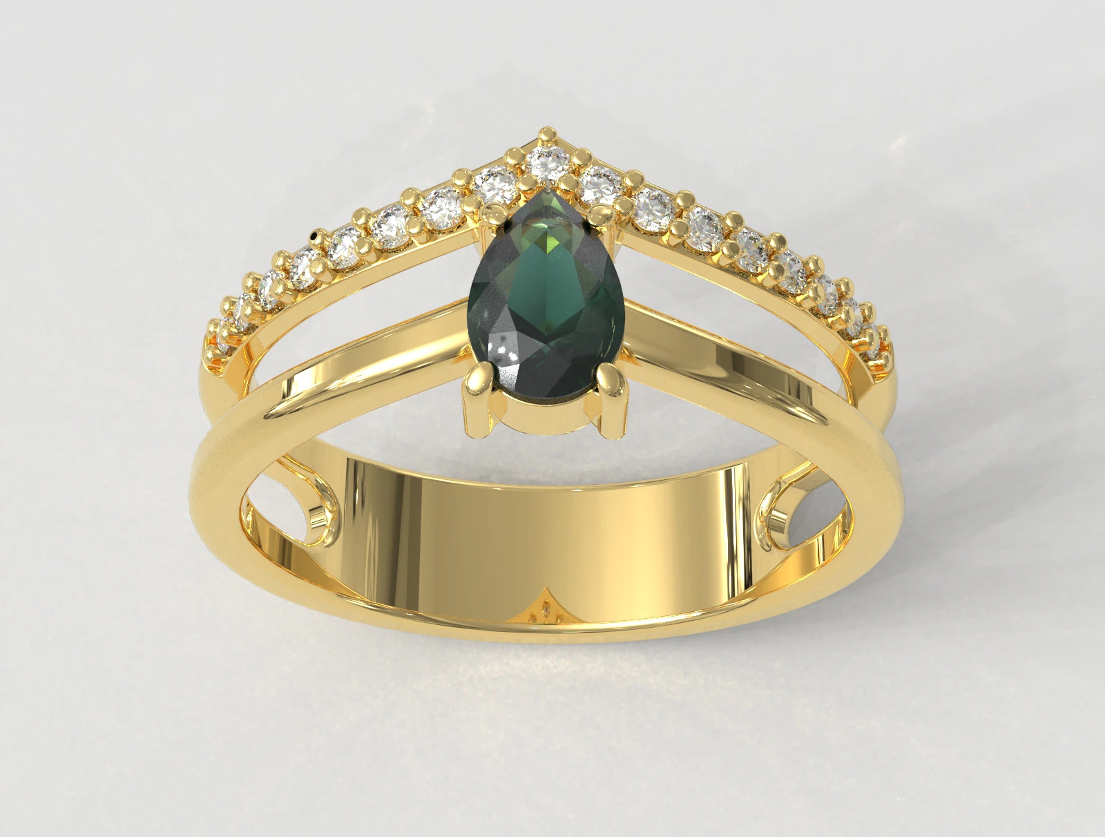 Pear Gemstone Ring 3D Print Model .c4d .max .obj .3ds .fbx .stl .blend