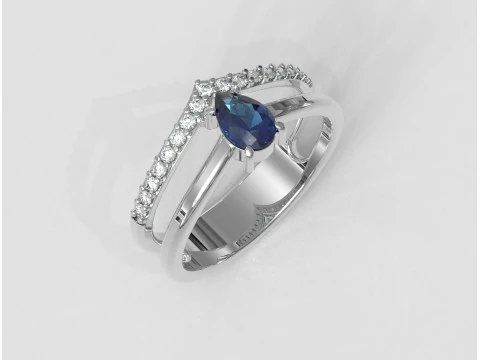 Pear Gemstone Ring 3D Print Model