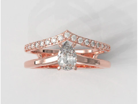 Pear Gemstone Ring 3D Print Model