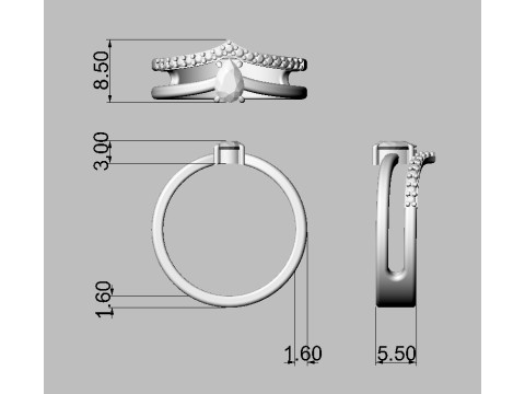 Pear Gemstone Ring 3D 打印模型