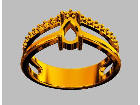 Pear Gemstone Ring 3D 打印模型