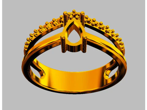 Pear Gemstone Ring 3D Print Model