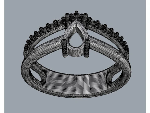 Pear Gemstone Ring 3D Print Model