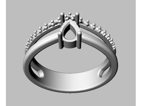Pear Gemstone Ring 3D Print Model