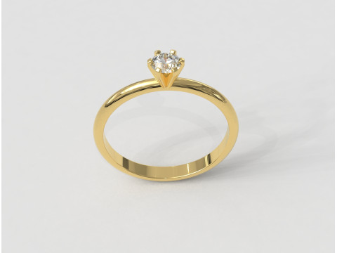 6 Prongs Solitaire Ring 3D Print Model