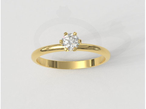 6 Prongs Solitaire Ring Modello di stampa 3D