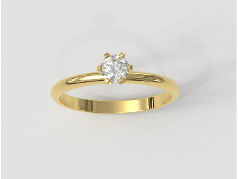6 Prongs Solitaire Ring 3D Print Model