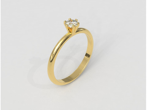 6 Prongs Solitaire Ring Modello di stampa 3D