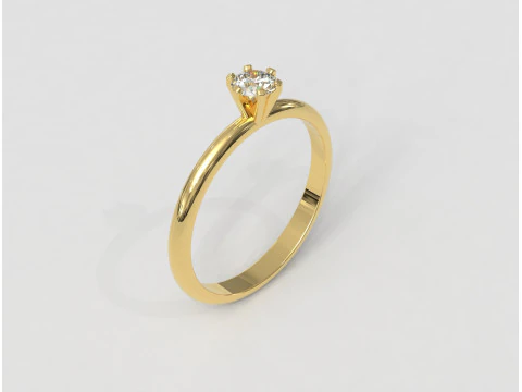 6 Prongs Solitaire Ring 3D Print Model