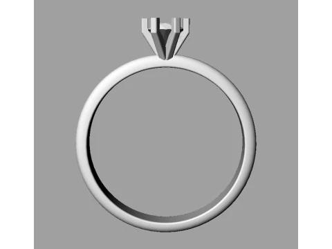 6 Prongs Solitaire Ring 3D Print Model
