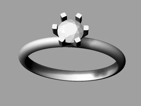 6 Prongs Solitaire Ring 3D Print Model