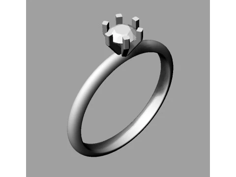 6 Prongs Solitaire Ring 3D Print Model