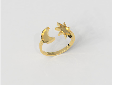 Moon and Sun Ring and Earrings Modelo de Impressão 3D