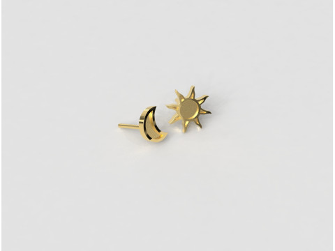 Moon and Sun Ring and Earrings Modelo de Impressão 3D