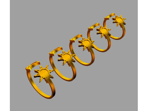 Moon and Sun Ring and Earrings Modelo de Impressão 3D