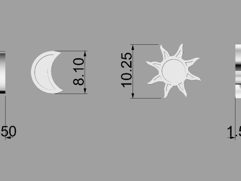 Moon and Sun Ring and Earrings Modelo de Impressão 3D