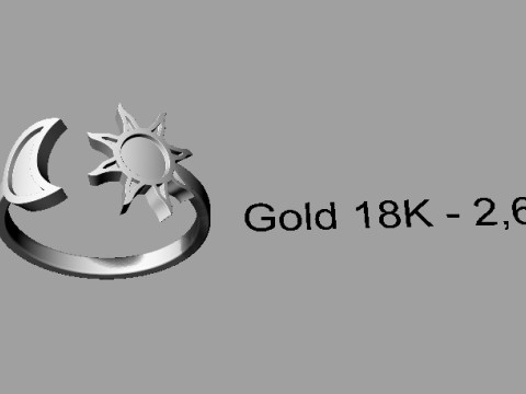 Moon and Sun Ring and Earrings Modelo de Impressão 3D