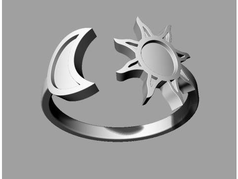 Moon and Sun Ring and Earrings Modelo de Impressão 3D