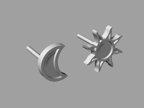 Moon and Sun Ring and Earrings Modelo de Impressão 3D