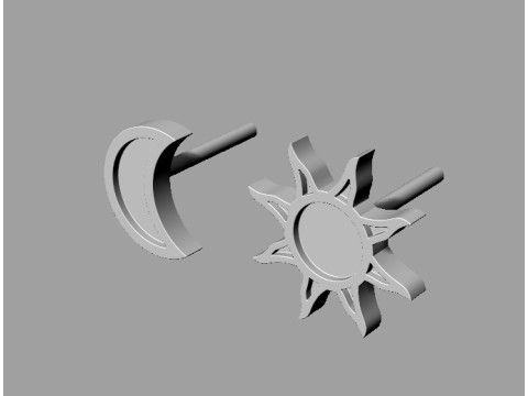 Moon and Sun Ring and Earrings Modelo de Impressão 3D