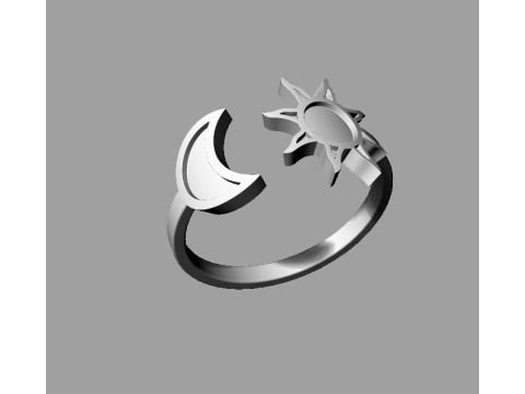 Moon and Sun Ring and Earrings Modelo de Impressão 3D