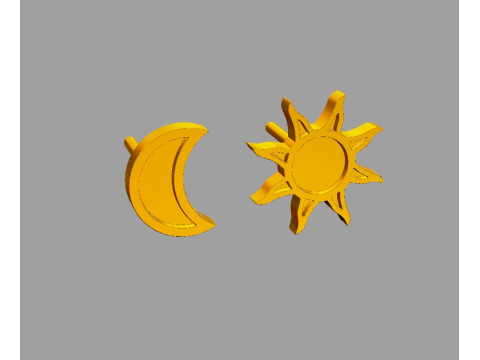 Moon and Sun Ring and Earrings Modelo de Impressão 3D