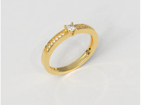 3mm Solitaire Ring 3D Print Model