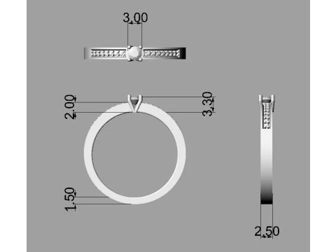 3mm Solitaire Ring 3D Print Model