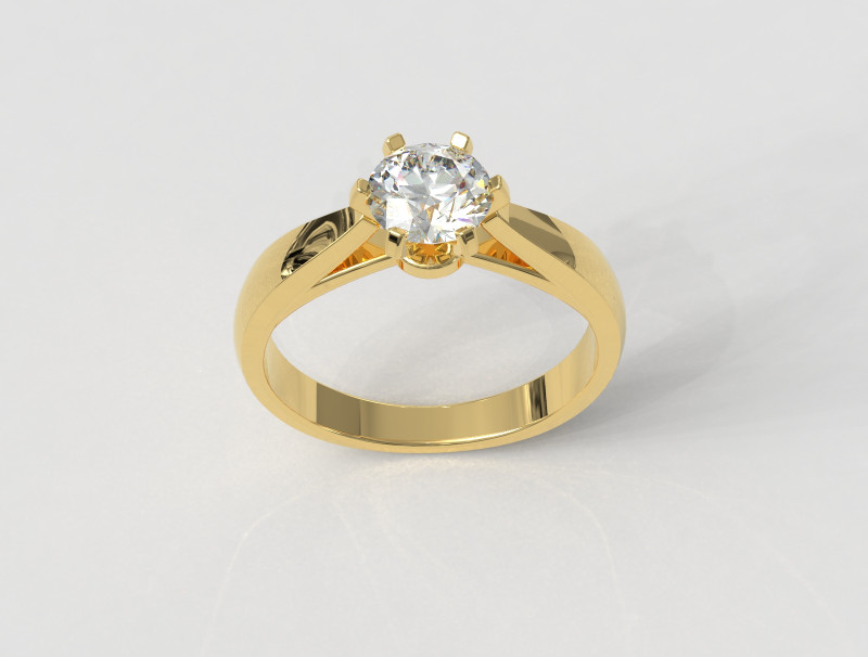 6mm Solitaire Ring 3D Print Model .c4d .max .obj .3ds .fbx .stl .blend 