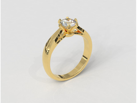 6mm Solitaire Ring 3D Print Model
