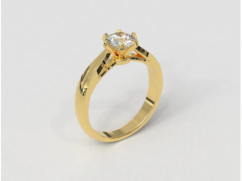 6mm Solitaire Ring 3D Print Model