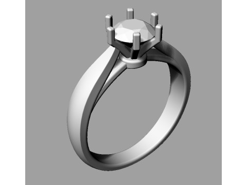 6mm Solitaire Ring 3D Print Model