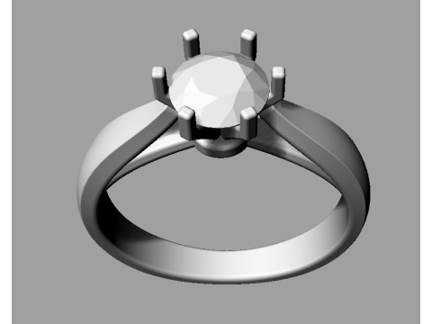 6mm Solitaire Ring 3D Print Model